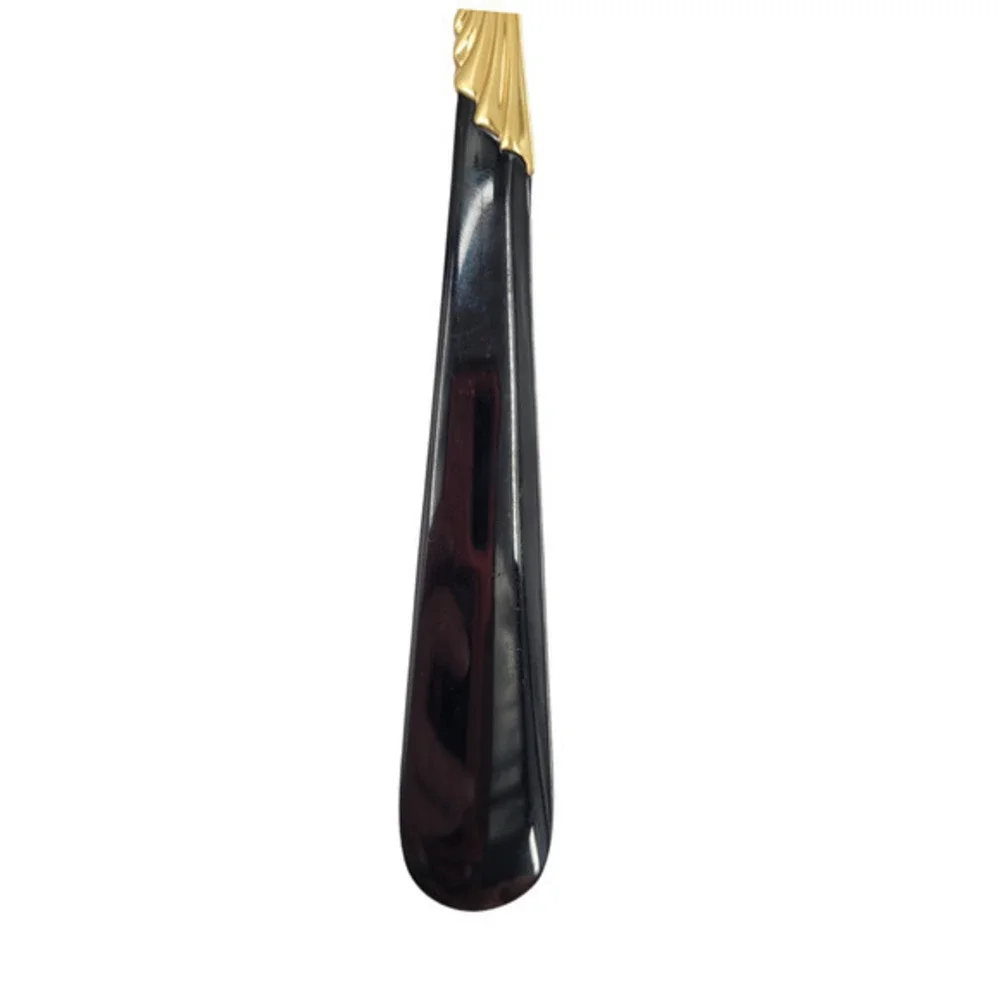 Yamazaki 18/8 Stainless LINDI Black Handle GOLD Accent Vintage‎ Serving Spoon